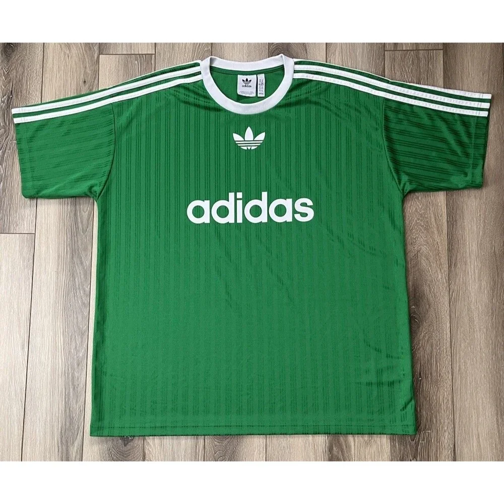 Adidas Originals Green/White Trefoil Polyester Jersey Shirt Mens Size XL IM9457